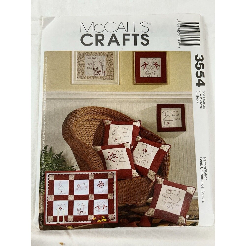 McCall’s 3554 Sewing Pattern Pillows Wall Quilt Hanging Blocks Uncut Craft Decor